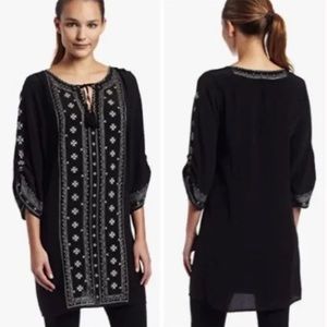 Joie Violette Embroidered 100% Silk Boho Tunic Dress Sz M